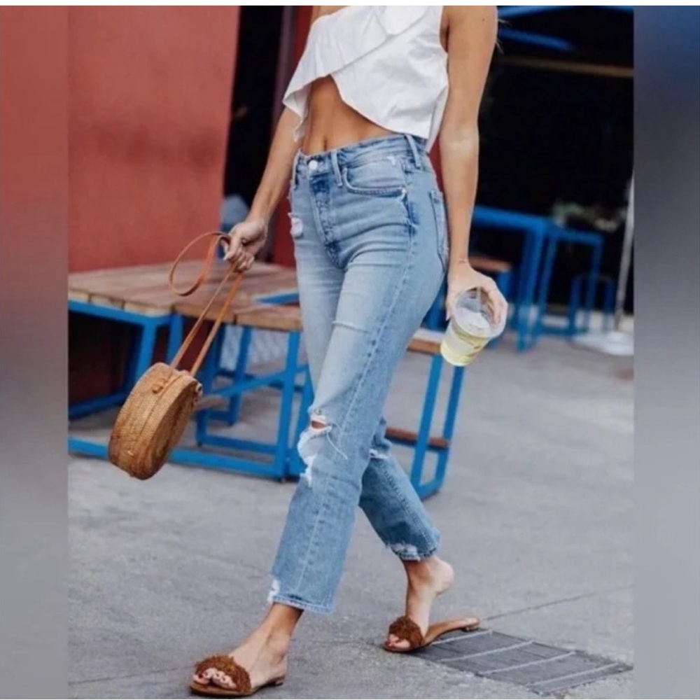 Mother Blue Denim Jeans - Picture 2 of 7